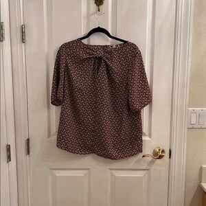 Pleione Geometric Print Blouse - Black and Brown